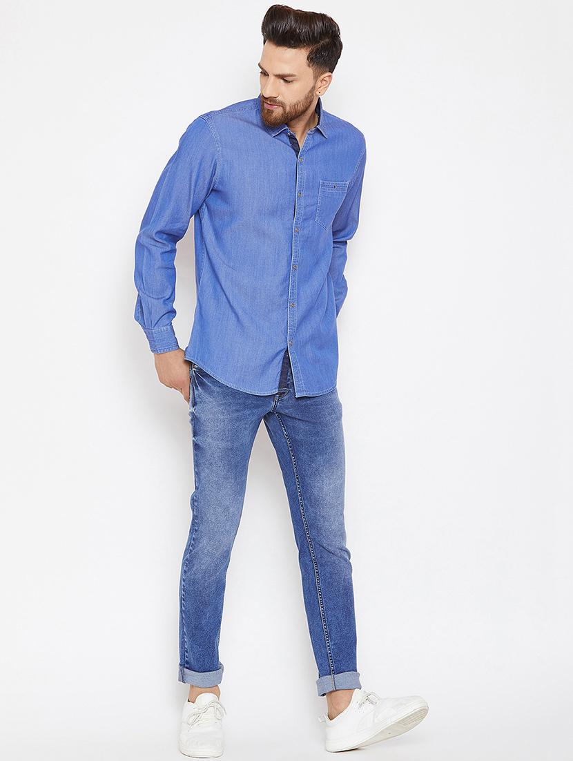 blue denim casual shirt - 16667907 - Zoom Image - 4