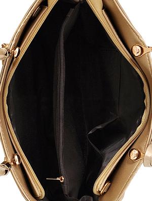 gold leatherette (pu) combo handbag - 16668167 - Standard Image - 3