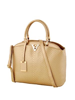 gold leatherette (pu) combo handbag - 16668167 - Standard Image - 5