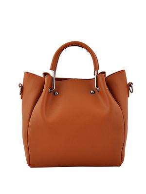 brown leatherette (pu) combo handbag - 16668173 - Standard Image - 2