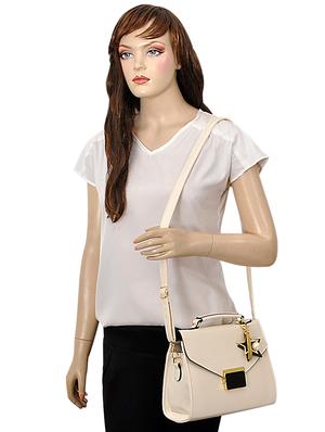 white leatherette (pu) regular handbag - 16668176 - Standard Image - 6