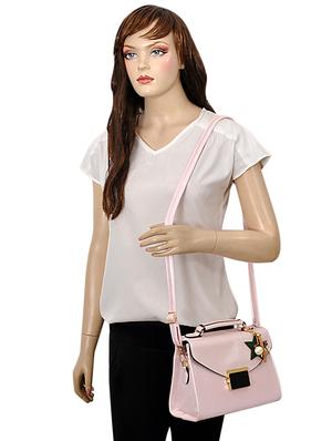 pink leatherette (pu) regular handbag - 16668177 - Standard Image - 6