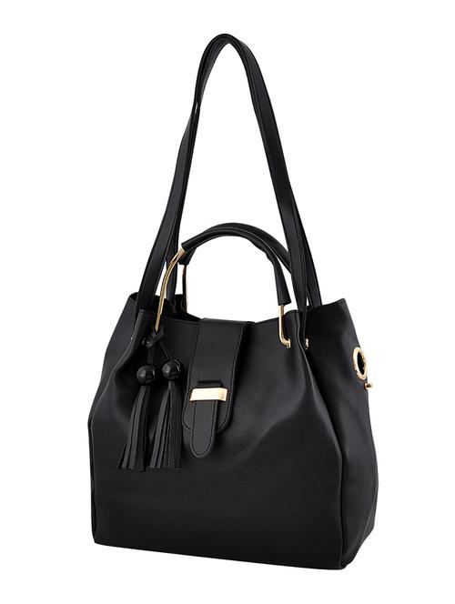 black leatherette (pu) handbag - 16668191 - Standard Image - 1