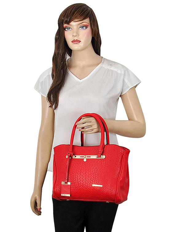 red leatherette (pu) combo handbag - 16668201 - Zoom Image - 6