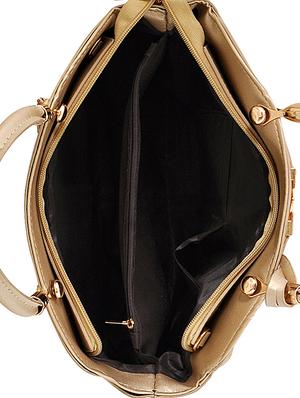 gold leatherette (pu) combo handbag - 16668208 - Standard Image - 3