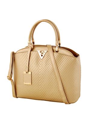 gold leatherette (pu) combo handbag - 16668208 - Standard Image - 5
