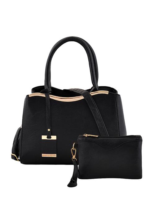 black leatherette (pu) combo handbag - 16668209 - Standard Image - 1