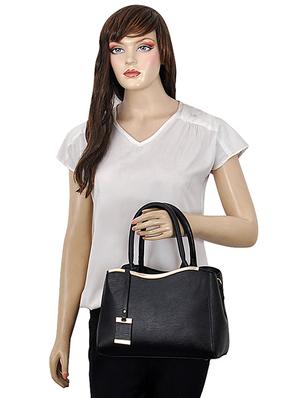 black leatherette (pu) combo handbag - 16668209 - Standard Image - 6