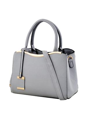 grey leatherette (pu) combo handbag - 16668210 - Standard Image - 5