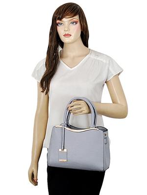 grey leatherette (pu) combo handbag - 16668210 - Standard Image - 6