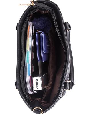 black leatherette (pu) regular handbag - 16668218 - Standard Image - 3
