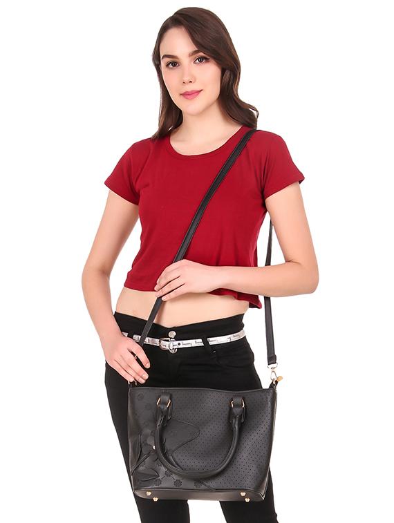 black leatherette (pu) regular handbag - 16668218 - Zoom Image - 5