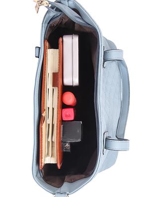 blue leatherette (pu) regular handbag - 16668224 - Standard Image - 3