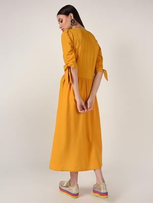 side tie up gathered a-line dress - 16668272 - Standard Image - 4