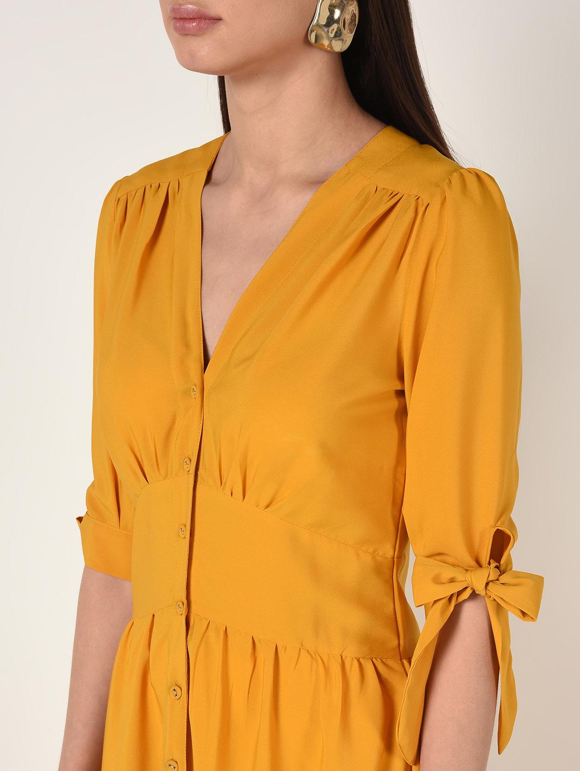 side tie up gathered a-line dress - 16668272 - Zoom Image - 5