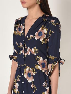 side tie up gathered a-line dress - 16668273 - Standard Image - 4