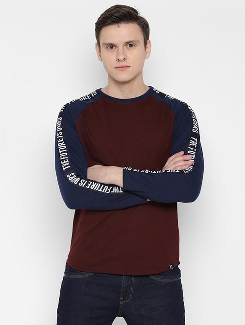 maroon raglan taped t-shirt - 16668992 - Very Small Image - 1