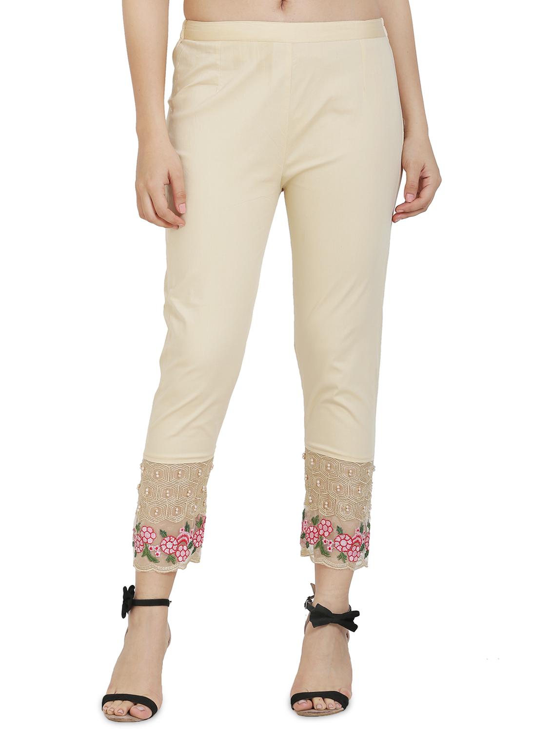 floral embroidered straight tapered pant - 16669014 - Zoom Image - 1