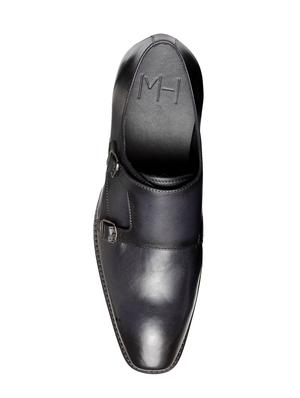 blue leather slip on monk straps - 16669019 - Standard Image - 3
