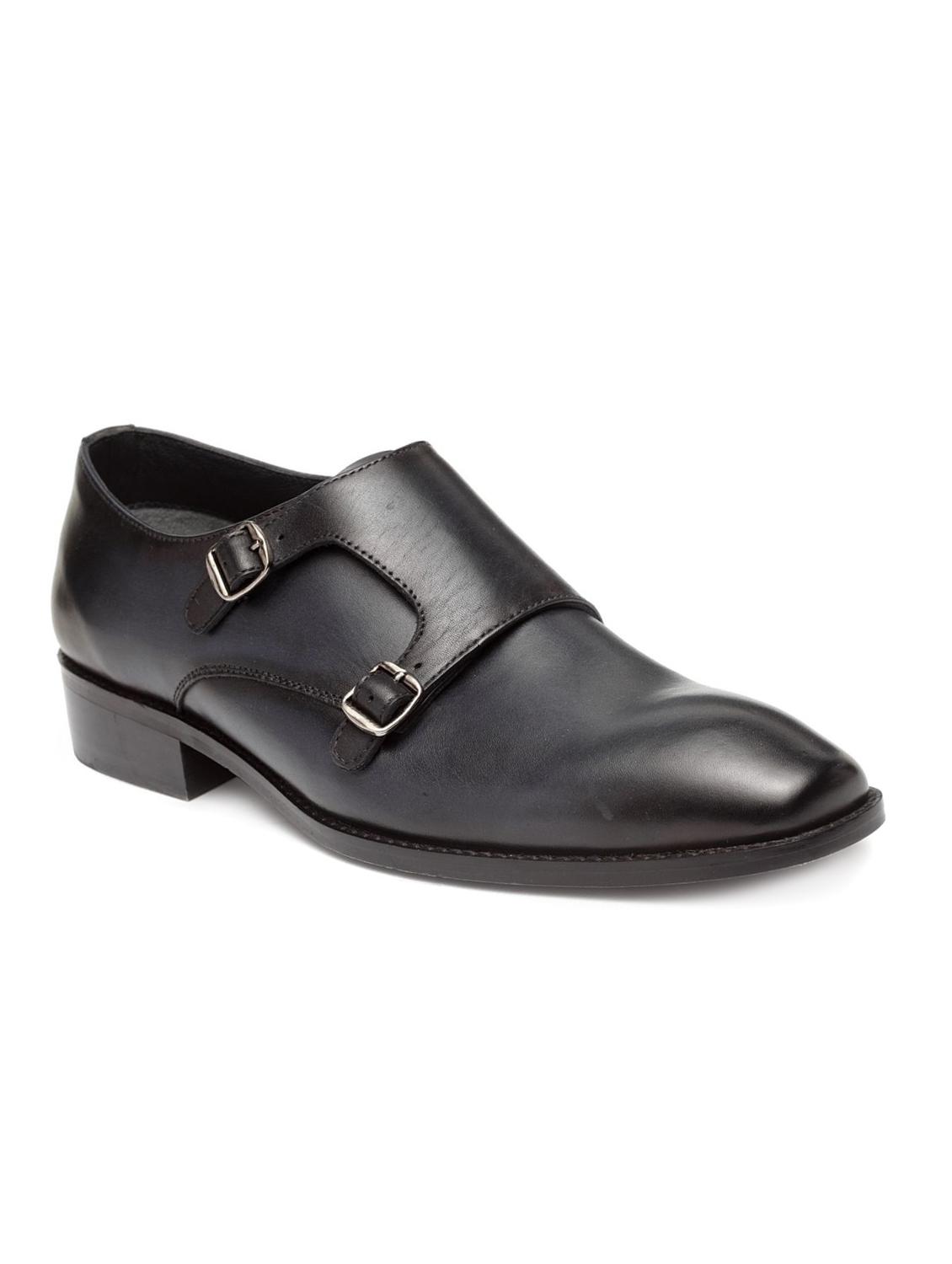 blue leather slip on monk straps - 16669019 - Zoom Image - 1