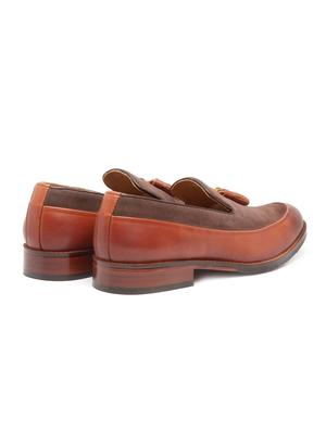 brown leatherette tassel slip ons - 16669024 - Standard Image - 2