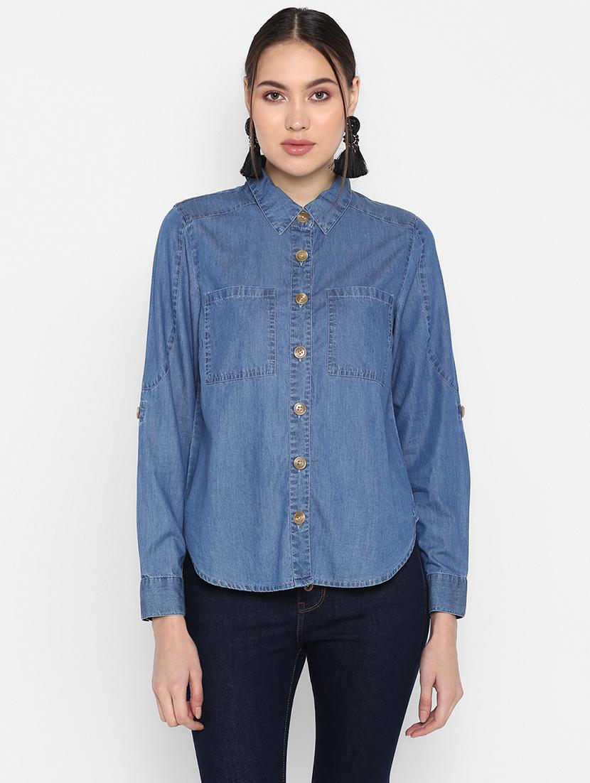 pocket detail curved hem shirt - 16669213 - Zoom Image - 1