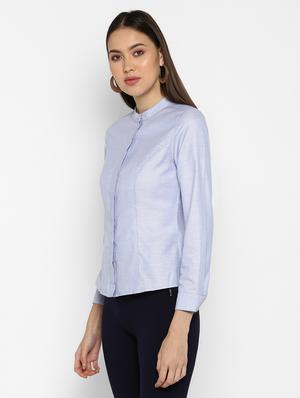 mandarin neck concealed placket shirt - 16669218 - Standard Image - 2