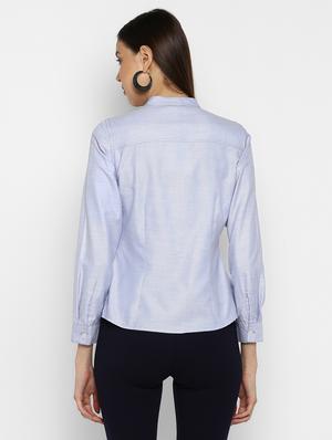 mandarin neck concealed placket shirt - 16669218 - Standard Image - 3