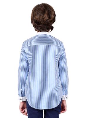 mandarin neck striped shirt - 16669383 - Standard Image - 3