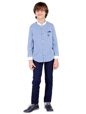mandarin neck striped shirt - 16669383 - Standard Image - 4