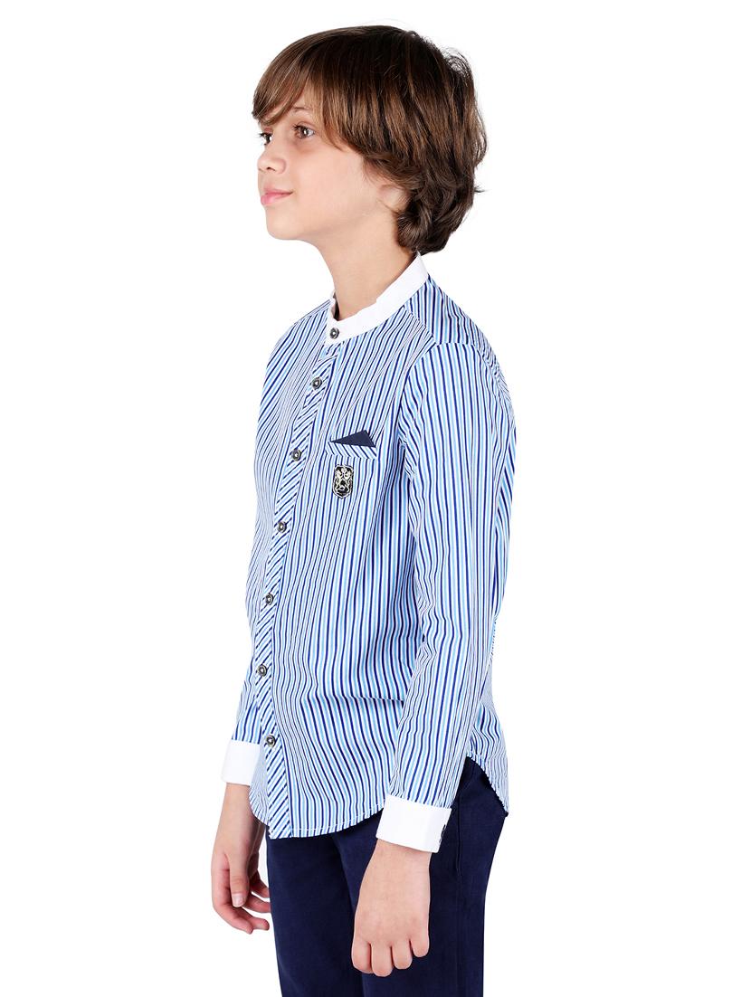 mandarin neck striped shirt - 16669383 - Zoom Image - 2