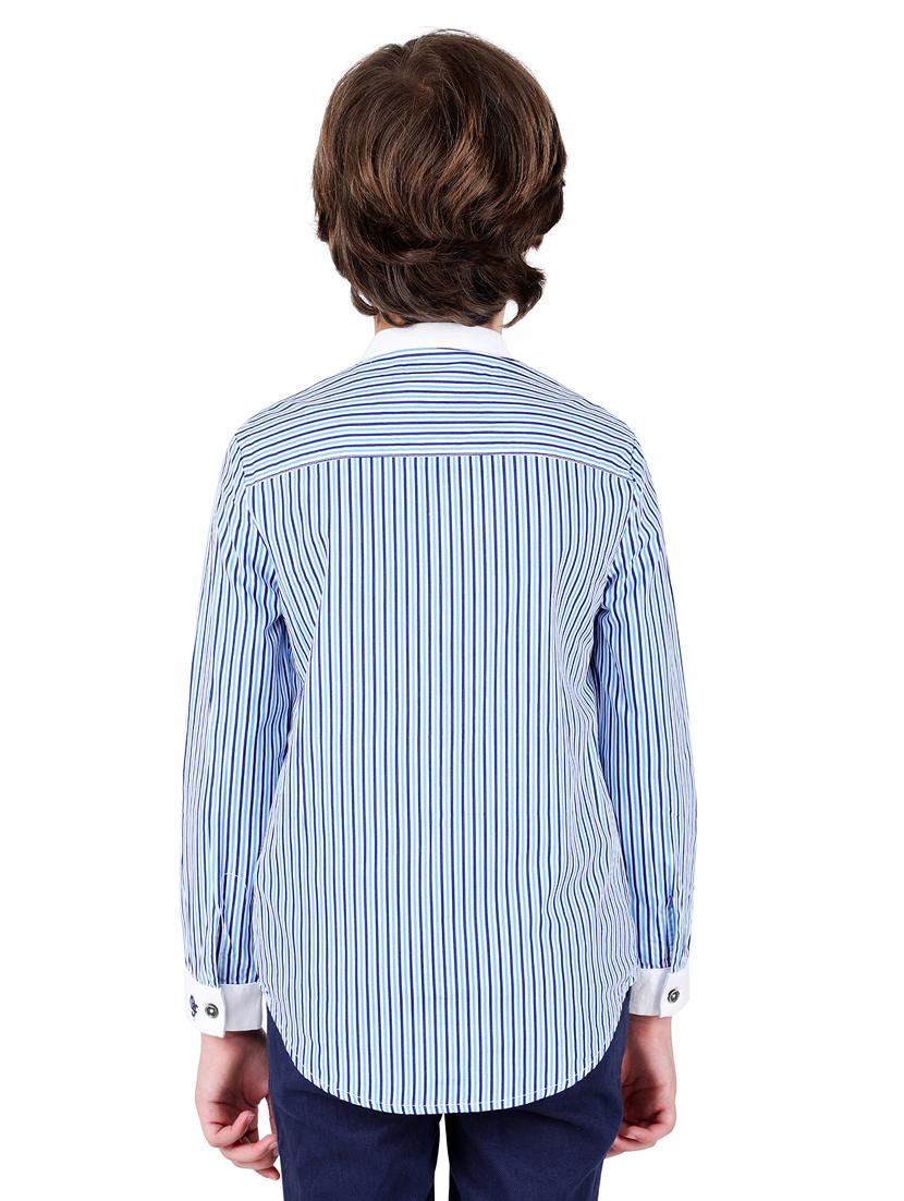 mandarin neck striped shirt - 16669383 - Zoom Image - 3