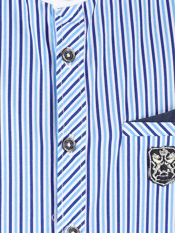 mandarin neck striped shirt - 16669383 - Zoom Image - 5