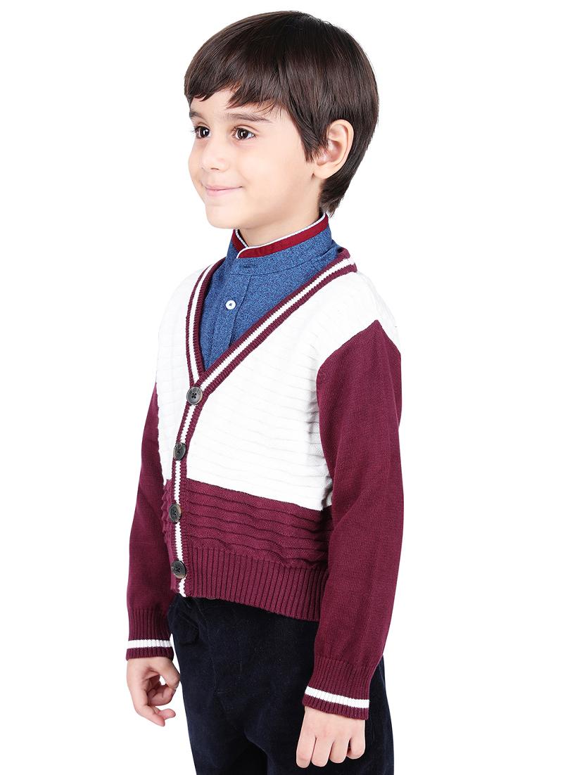v neck color block sweater - 16669403 - Zoom Image - 2