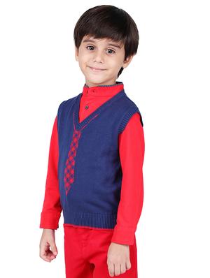 v neck blue cotton sweater - 16669408 - Standard Image - 2