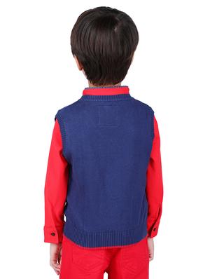 v neck blue cotton sweater - 16669408 - Standard Image - 3
