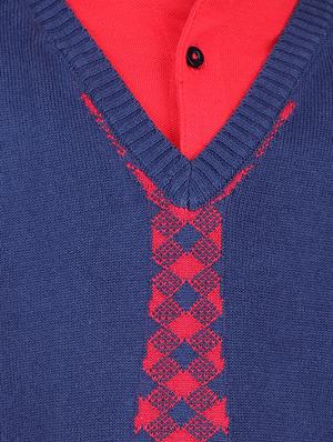 v neck blue cotton sweater - 16669408 - Standard Image - 5