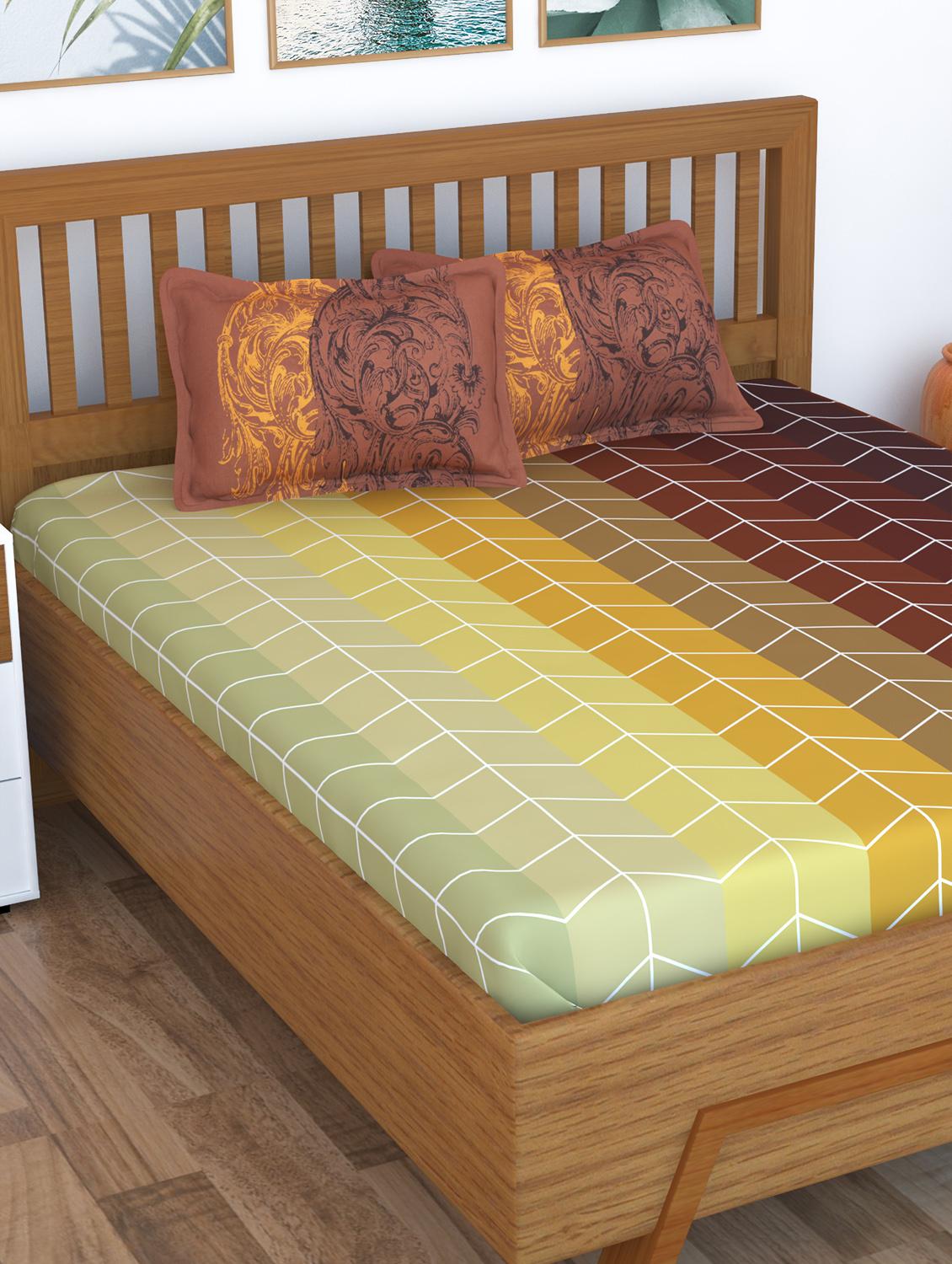cotton double bedsheet with 2 pillow cover - 16670248 - Zoom Image - 1