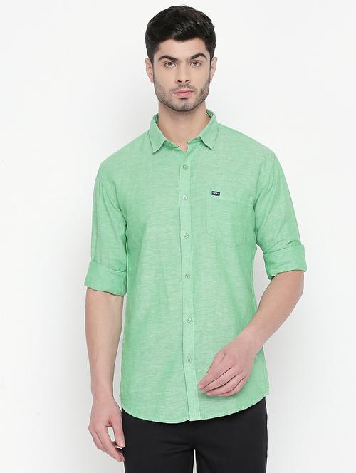 green solid casual shirt - 16670513 - Standard Image - 1