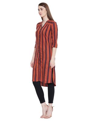 mandarin neck striped high-low tunic - 16670622 - Standard Image - 2
