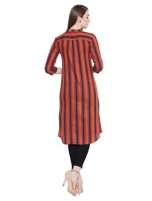 mandarin neck striped high-low tunic - 16670622 - Standard Image - 3