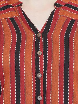 mandarin neck striped high-low tunic - 16670622 - Standard Image - 4