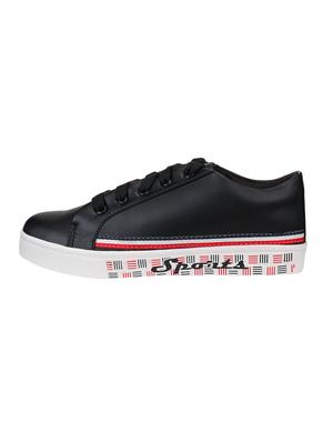 black leatherette laceup sneakers - 16670630 - Standard Image - 2