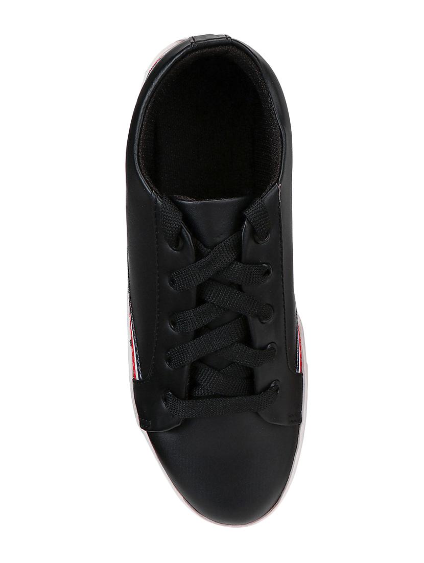 black leatherette laceup sneakers - 16670630 - Zoom Image - 4
