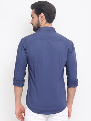 blue solid casual shirt - 16670643 - Standard Image - 3