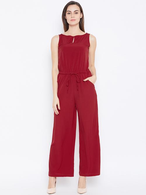 tie knot drawstring full leg jumpsuit - 16670690 - Standard Image - 1
