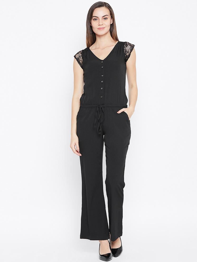 v neck floral lace full leg jumpsuit - 16670692 - Zoom Image - 1
