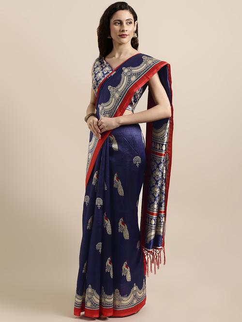 conversational printed saree with blouse - 16670839 - Standard Image - 1