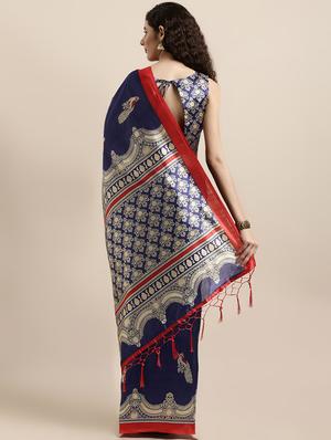 conversational printed saree with blouse - 16670839 - Standard Image - 2