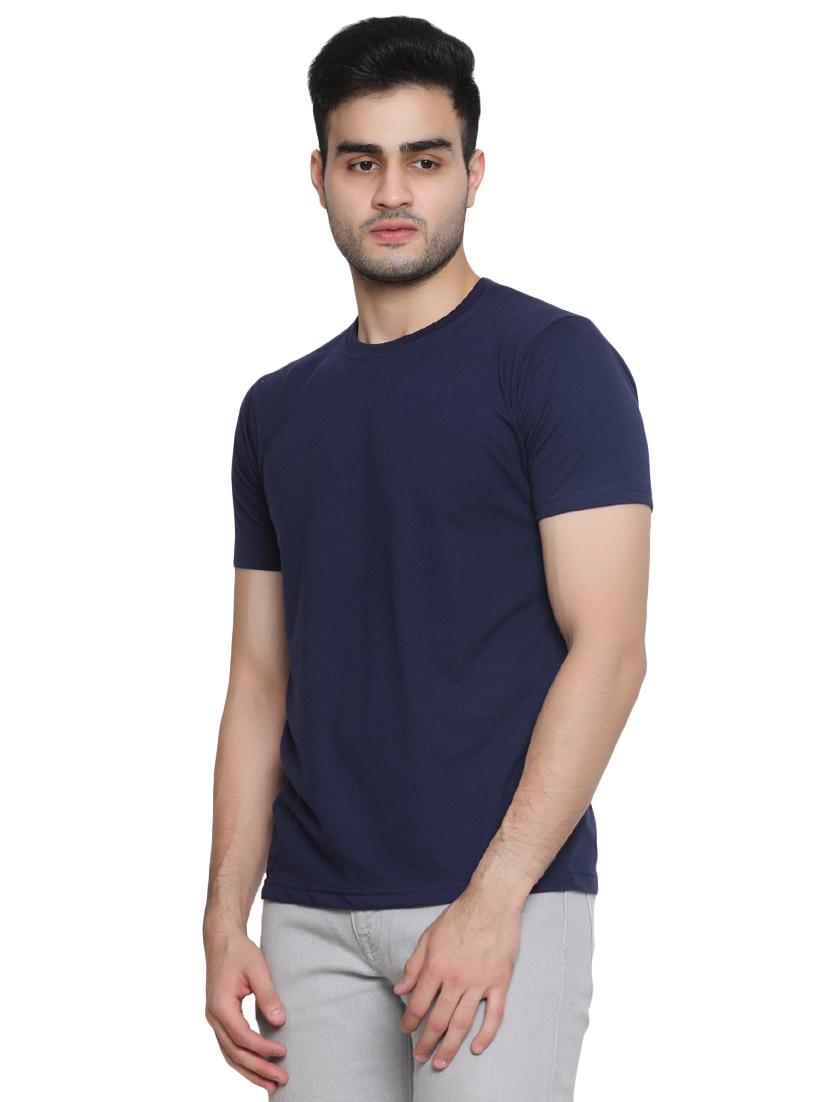 navy blue solid t-shirt - 16671226 - Zoom Image - 2